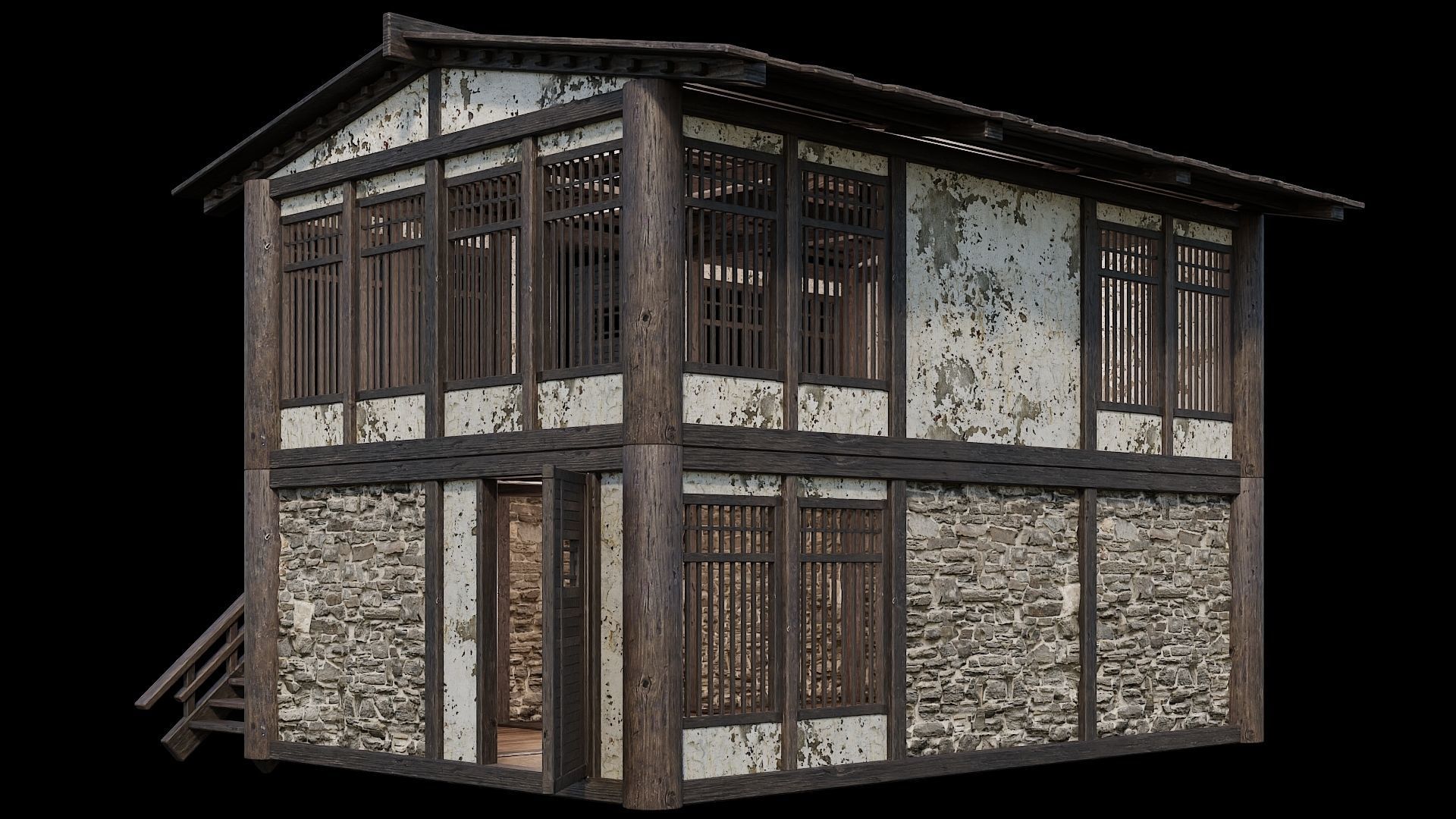 Medieval Houses Pack 31-32-33-34-35 - 4K Textures Game Ready Low-poly 3D model_22