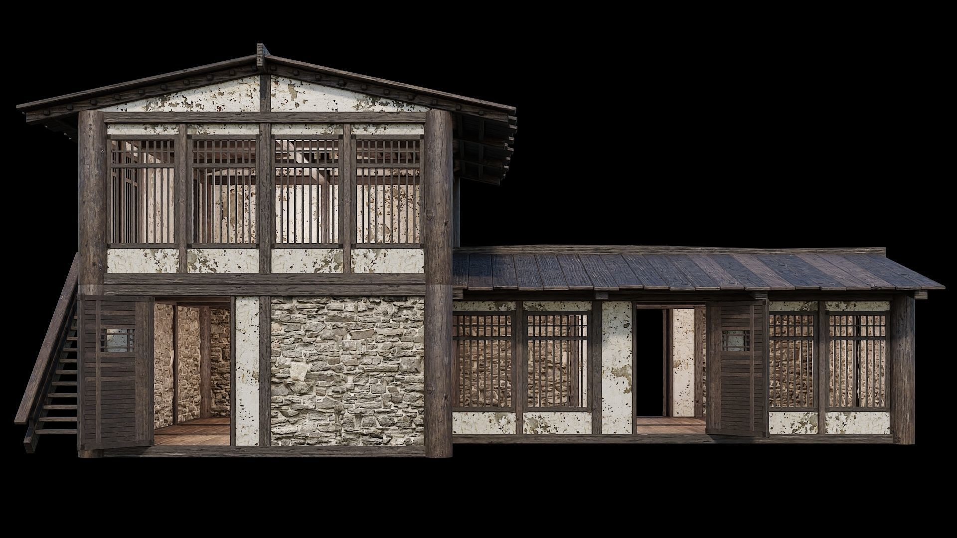 Medieval Houses Pack 31-32-33-34-35 - 4K Textures Game Ready Low-poly 3D model_36