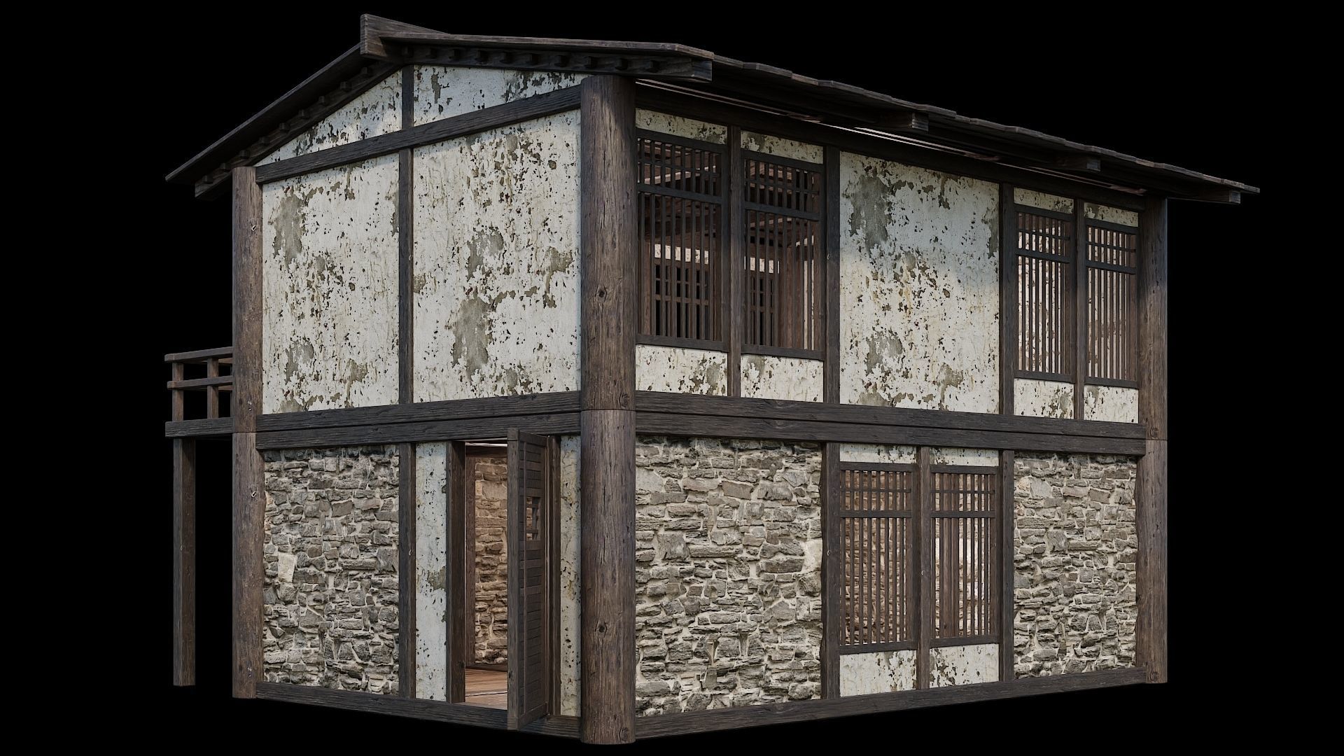 Medieval Houses Pack 31-32-33-34-35 - 4K Textures Game Ready Low-poly 3D model_48