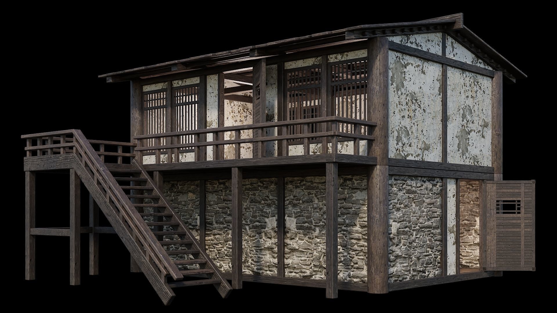 Medieval Houses Pack 31-32-33-34-35 - 4K Textures Game Ready Low-poly 3D model_45