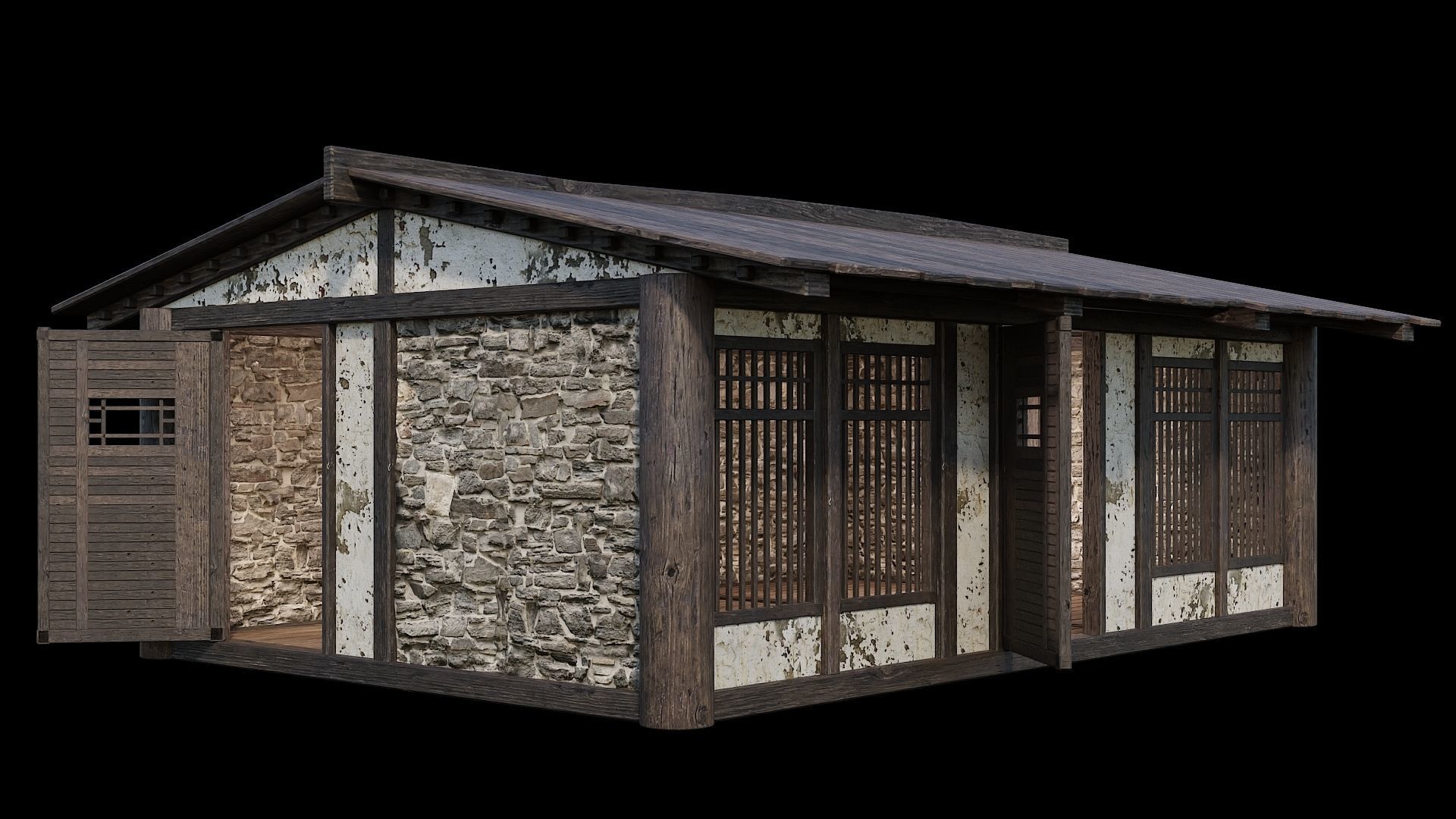 Medieval Houses Pack 31-32-33-34-35 - 4K Textures Game Ready Low-poly 3D model_9