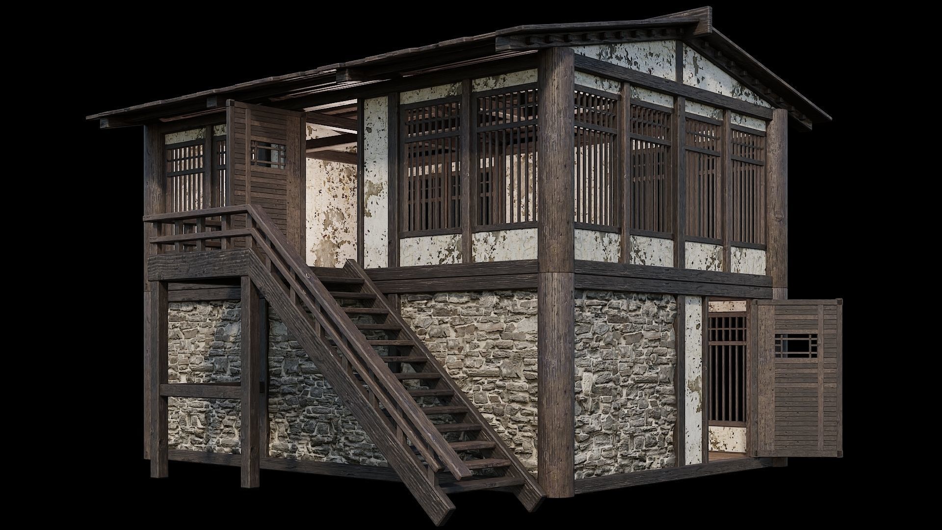 Medieval Houses Pack 31-32-33-34-35 - 4K Textures Game Ready Low-poly 3D model_19