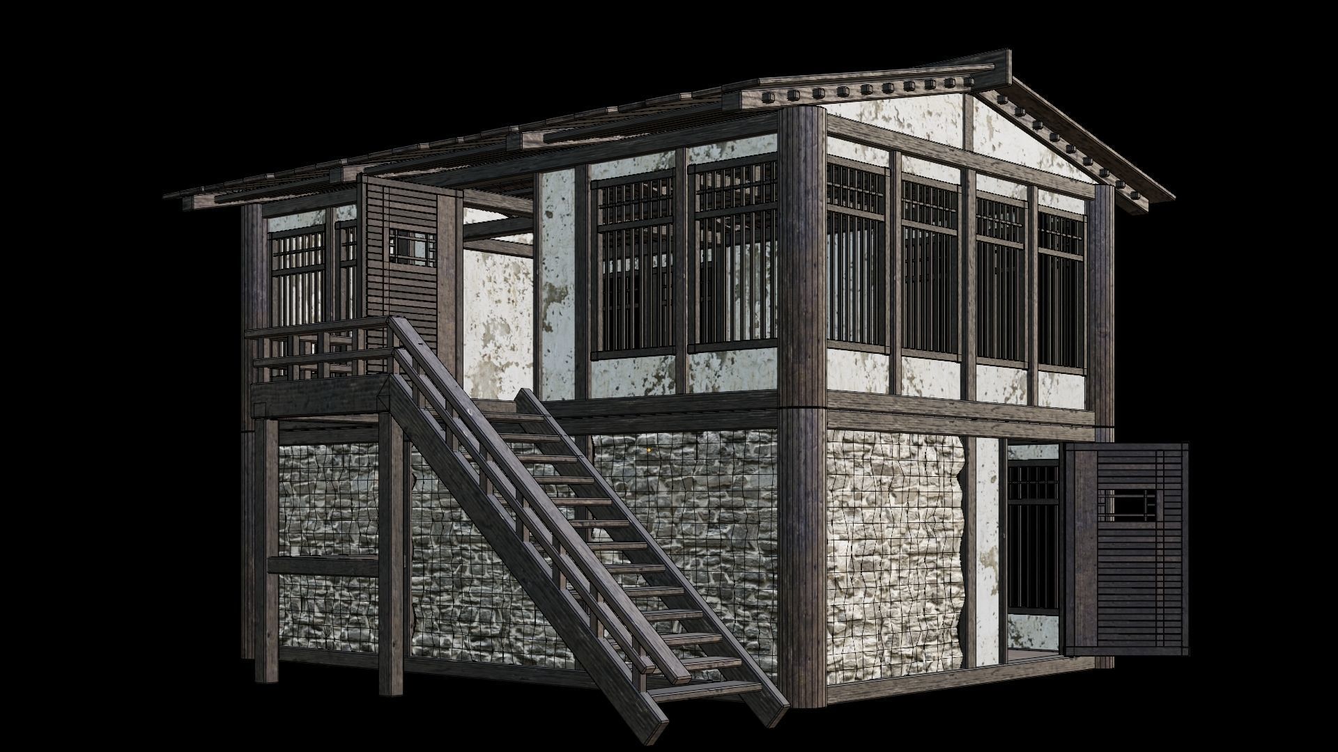 Medieval Houses Pack 31-32-33-34-35 - 4K Textures Game Ready Low-poly 3D model_31