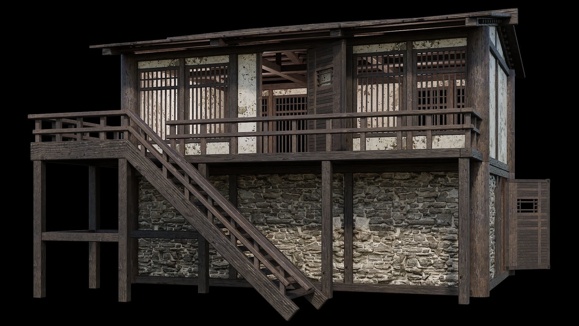 Medieval Houses Pack 31-32-33-34-35 - 4K Textures Game Ready Low-poly 3D model_50