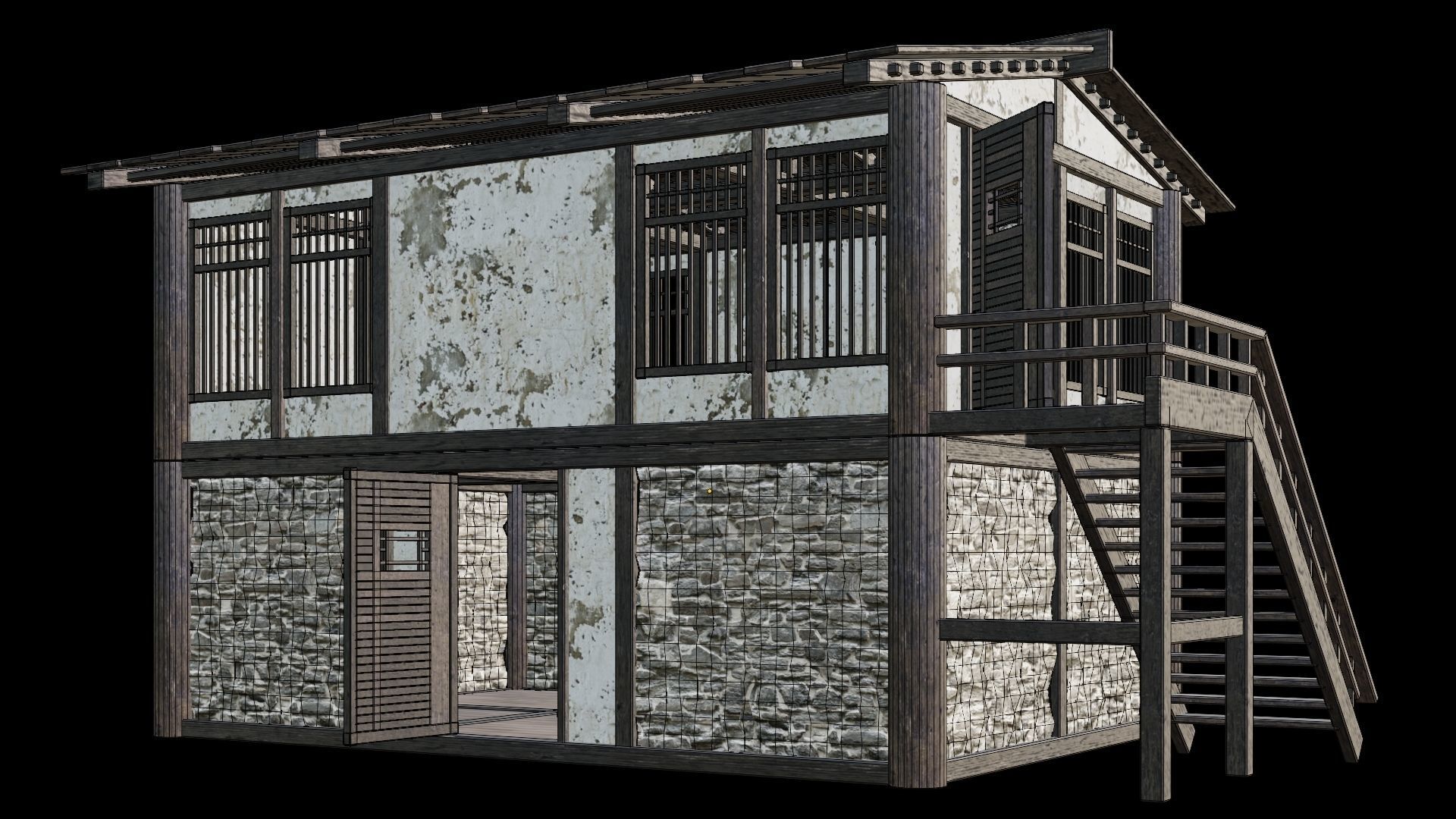 Medieval Houses Pack 31-32-33-34-35 - 4K Textures Game Ready Low-poly 3D model_71