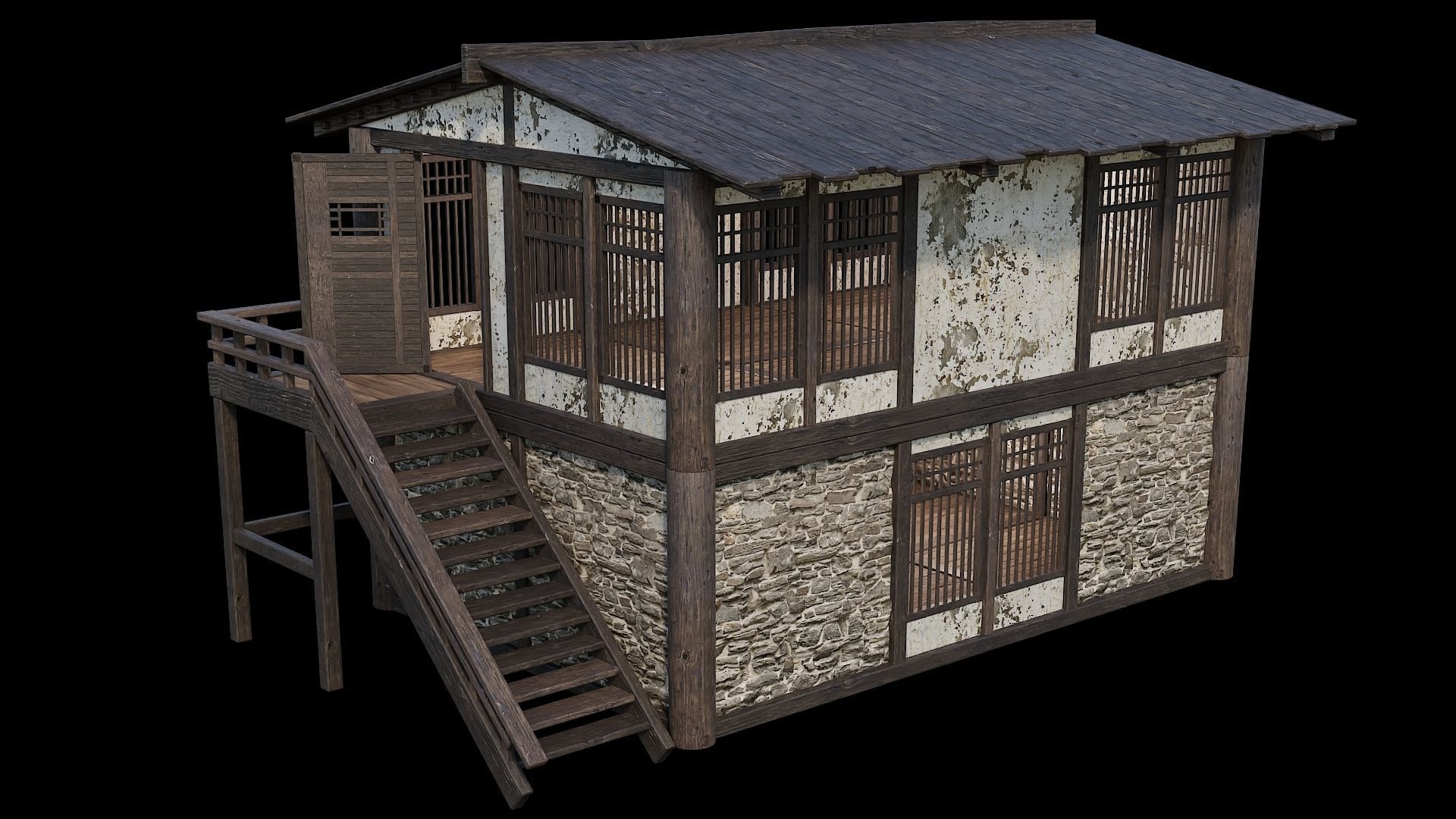 Medieval Houses Pack 31-32-33-34-35 - 4K Textures Game Ready Low-poly 3D model_69