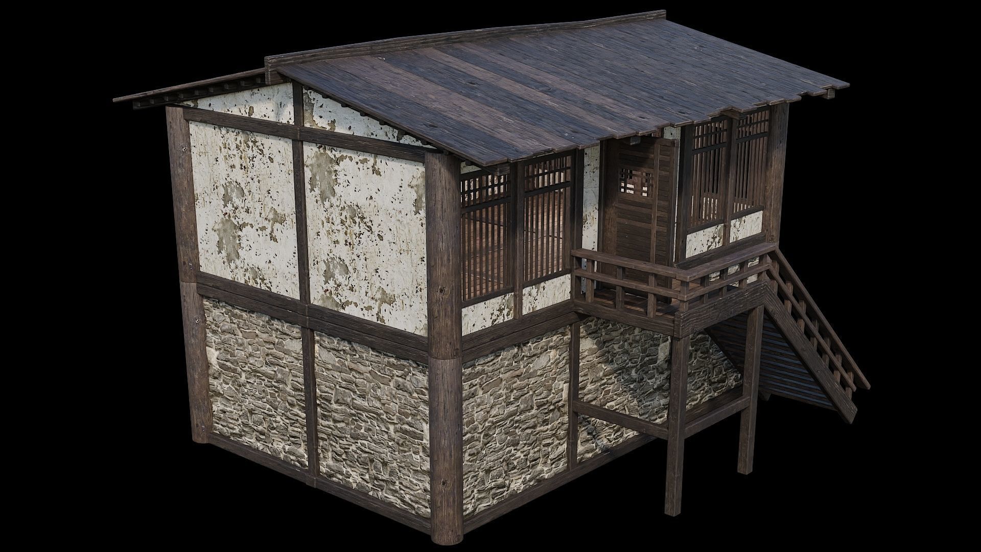 Medieval Houses Pack 31-32-33-34-35 - 4K Textures Game Ready Low-poly 3D model_27