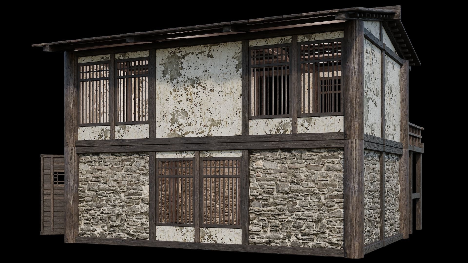 Medieval Houses Pack 31-32-33-34-35 - 4K Textures Game Ready Low-poly 3D model_51