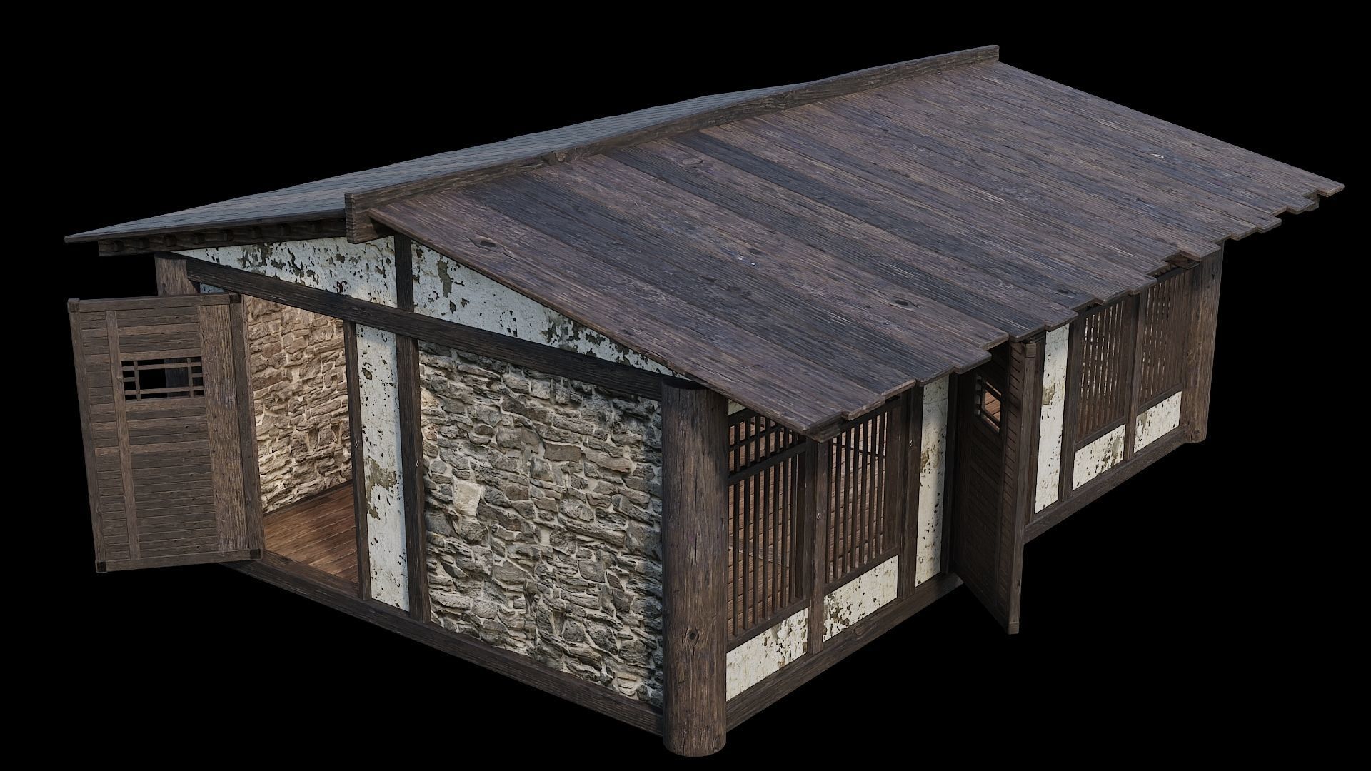 Medieval Houses Pack 31-32-33-34-35 - 4K Textures Game Ready Low-poly 3D model_16