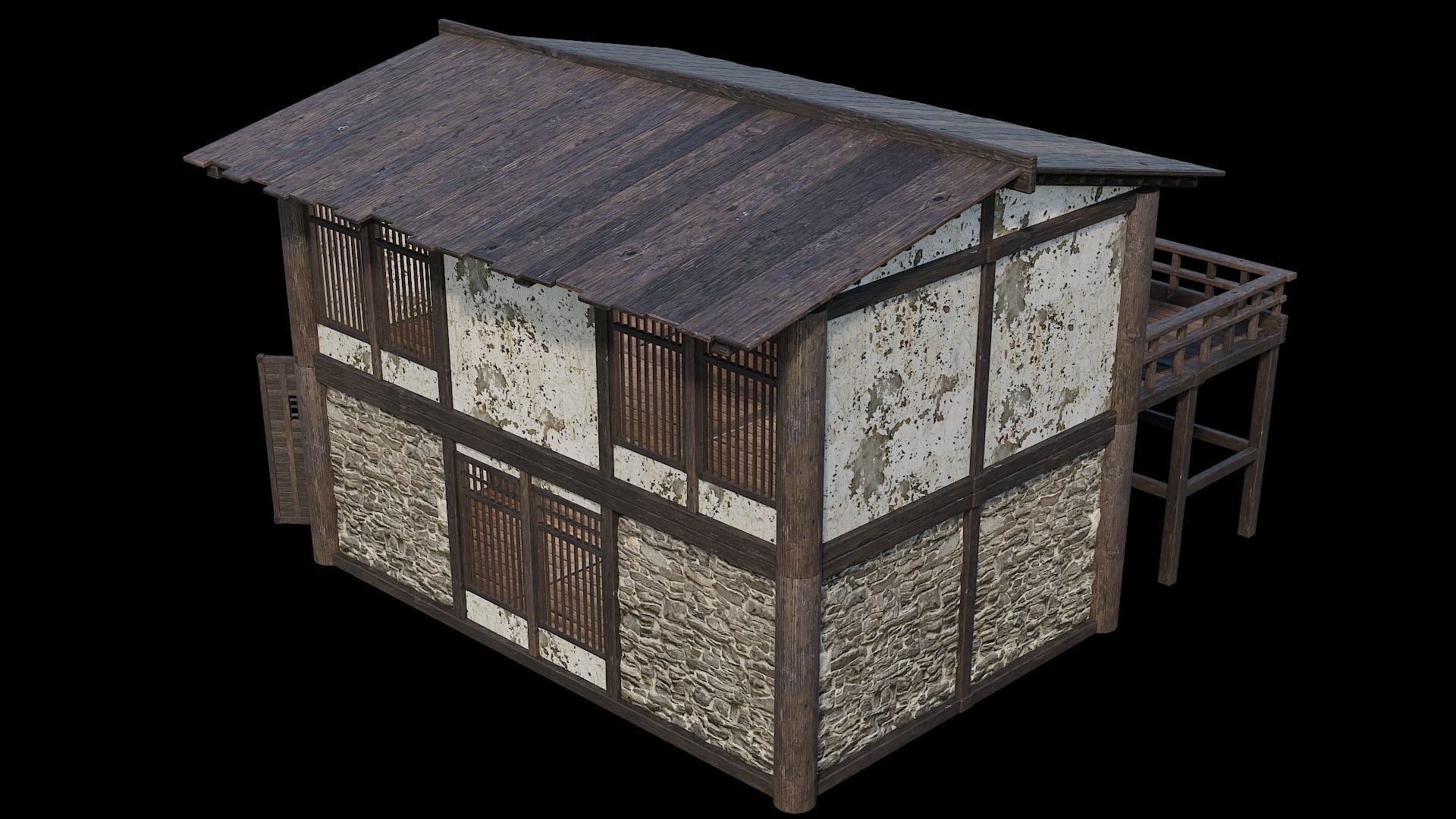 Medieval Houses Pack 31-32-33-34-35 - 4K Textures Game Ready Low-poly 3D model_54