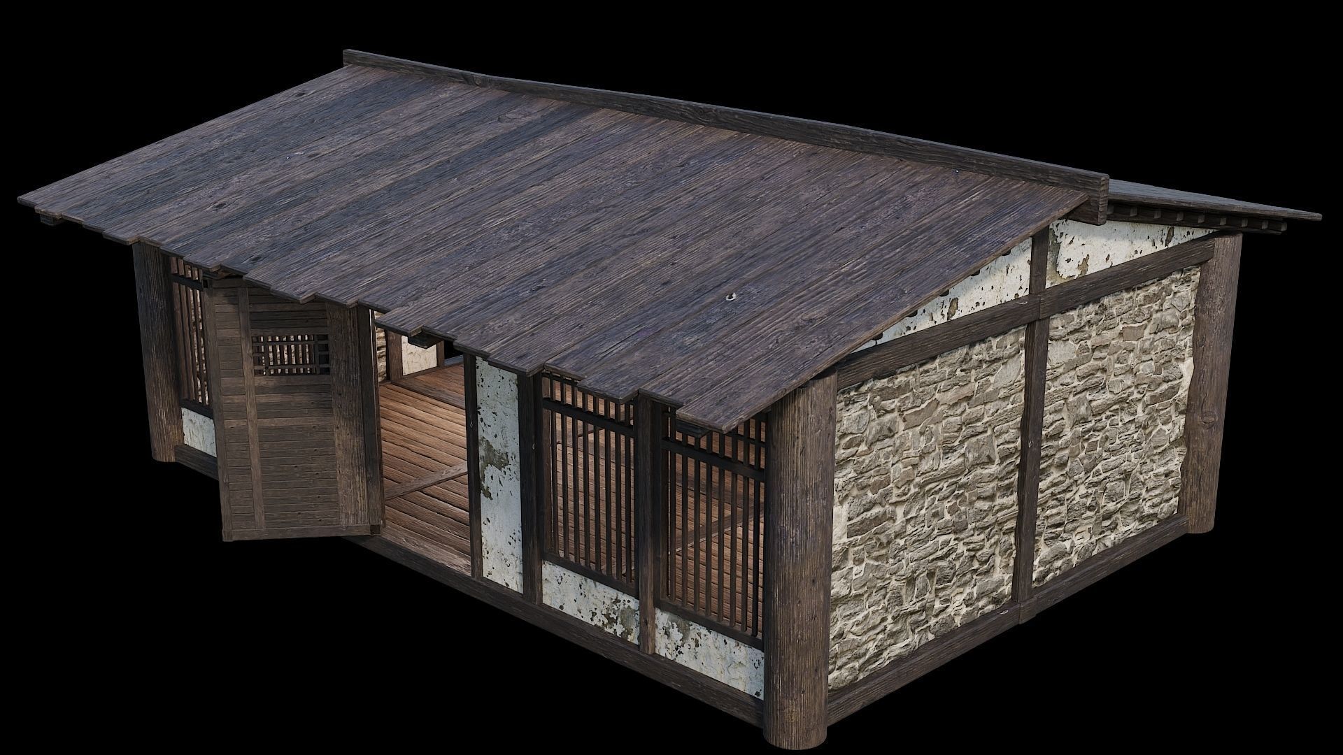 Medieval Houses Pack 31-32-33-34-35 - 4K Textures Game Ready Low-poly 3D model_15