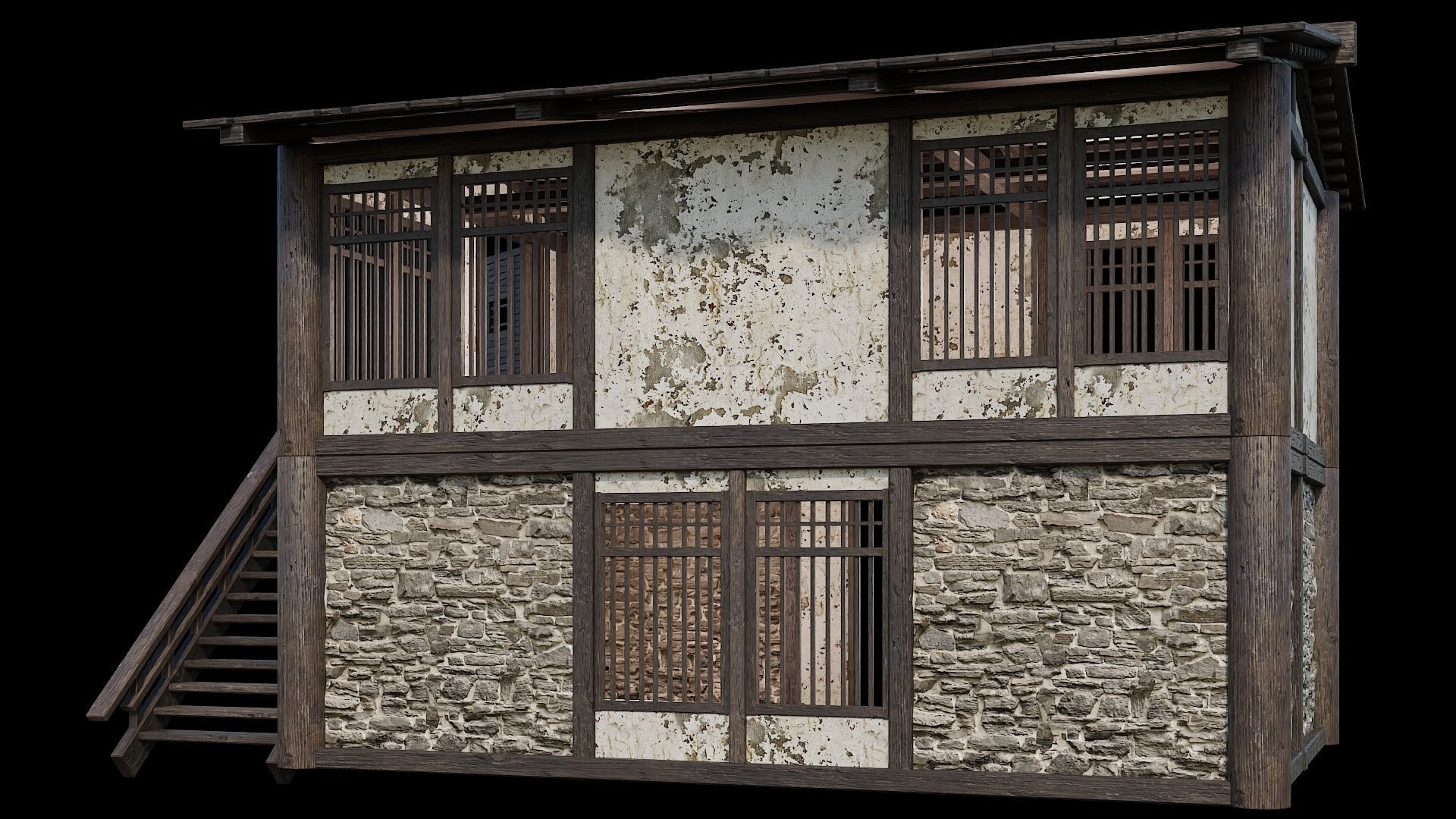 Medieval Houses Pack 31-32-33-34-35 - 4K Textures Game Ready Low-poly 3D model_64