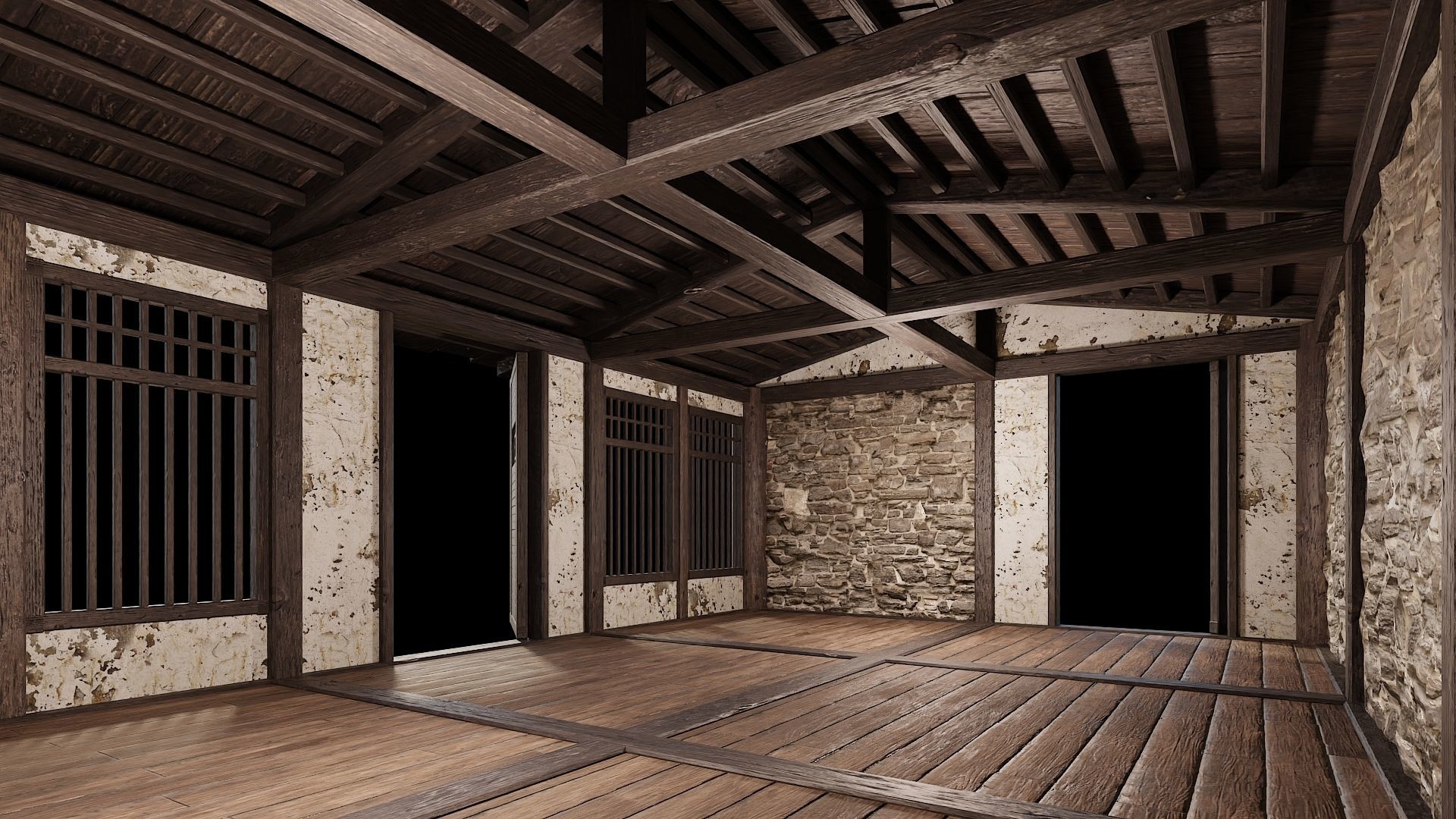 Medieval Houses Pack 31-32-33-34-35 - 4K Textures Game Ready Low-poly 3D model_17