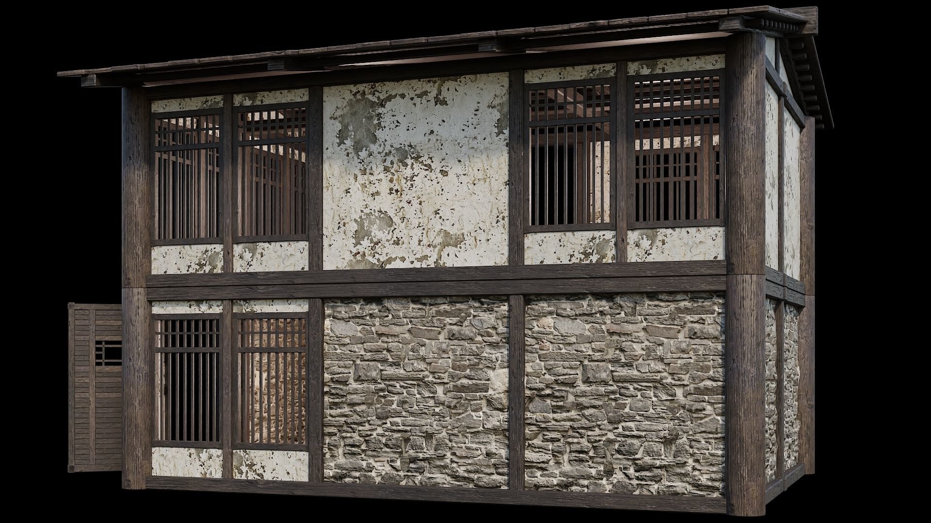 Medieval Houses Pack 31-32-33-34-35 - 4K Textures Game Ready Low-poly 3D model_25