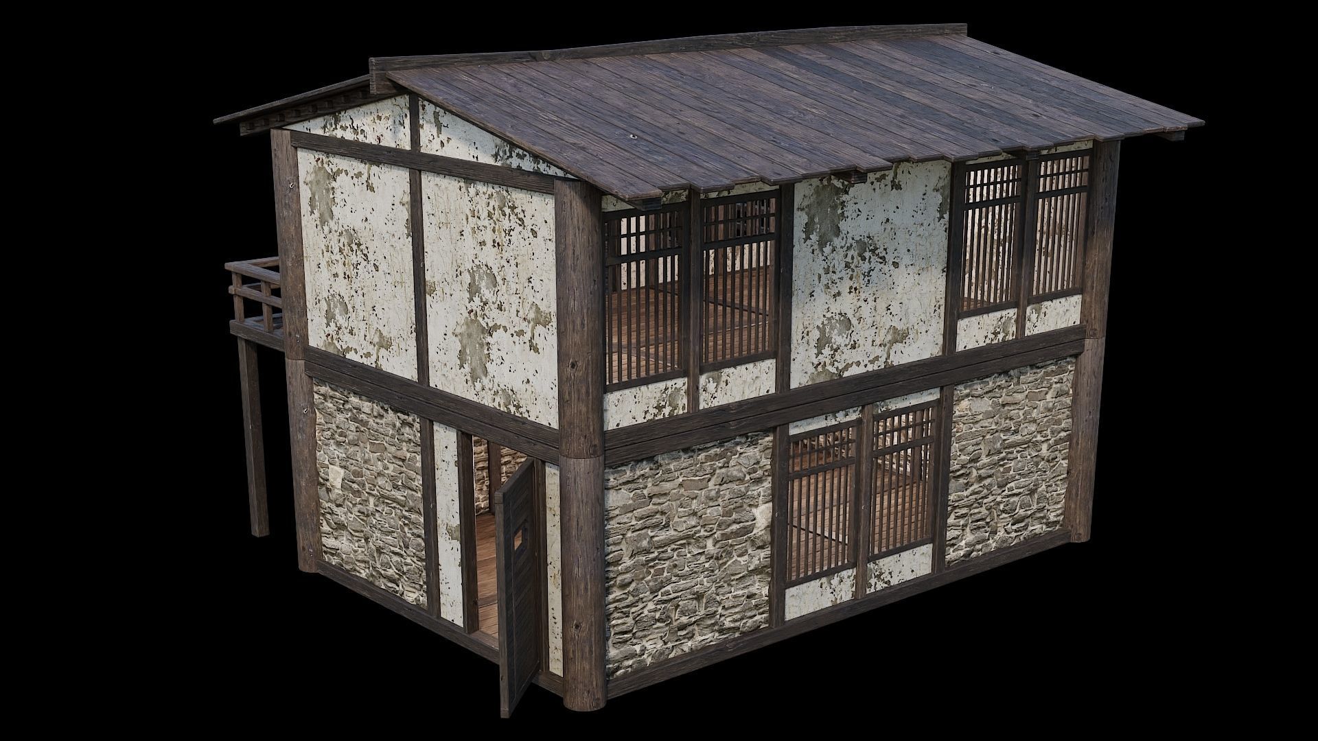 Medieval Houses Pack 31-32-33-34-35 - 4K Textures Game Ready Low-poly 3D model_55