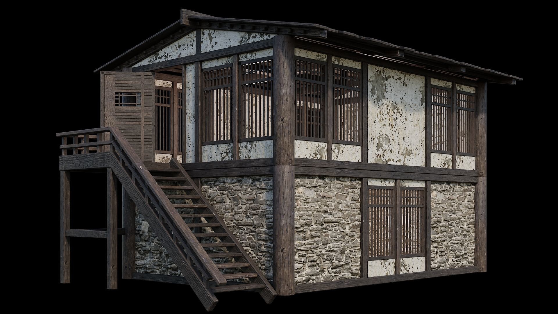 Medieval Houses Pack 31-32-33-34-35 - 4K Textures Game Ready Low-poly 3D model_61