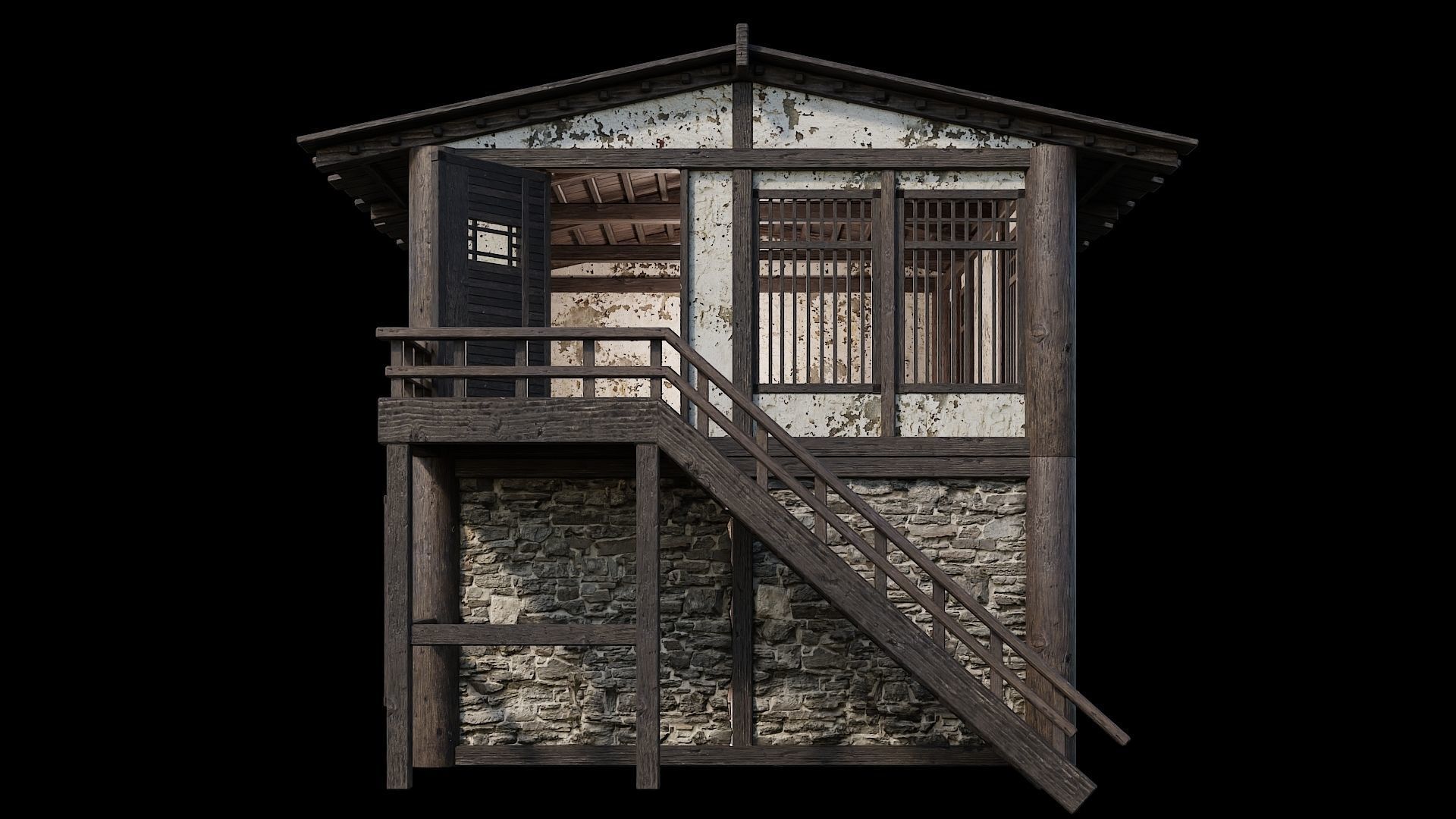 Medieval Houses Pack 31-32-33-34-35 - 4K Textures Game Ready Low-poly 3D model_62