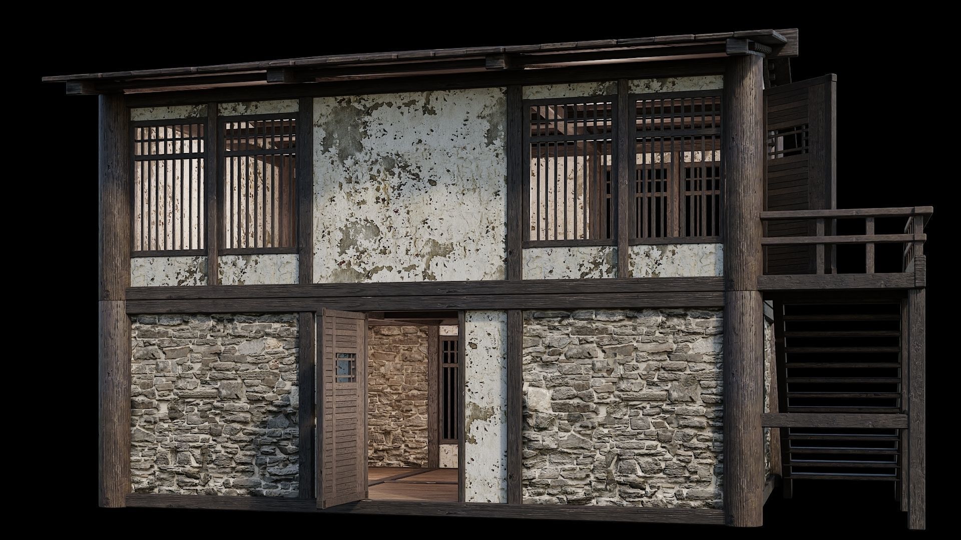 Medieval Houses Pack 31-32-33-34-35 - 4K Textures Game Ready Low-poly 3D model_63