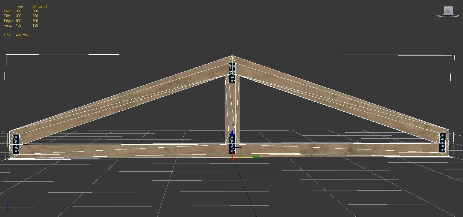 Wooden Roof Truss 01 Low-poly 3D model_10