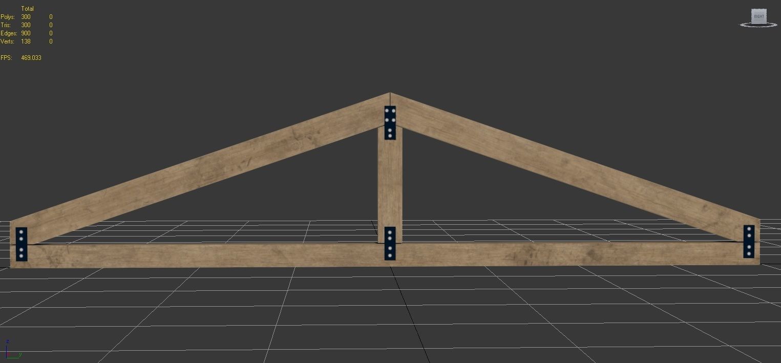 Wooden Roof Truss 01 Low-poly 3D model_9
