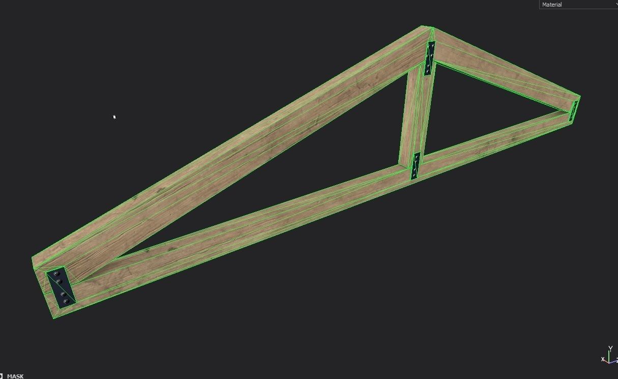 Wooden Roof Truss 01 Low-poly 3D model_8