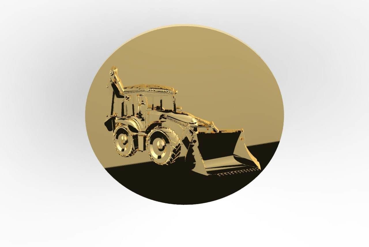 digger gold bulldozer badge 3D print model_3