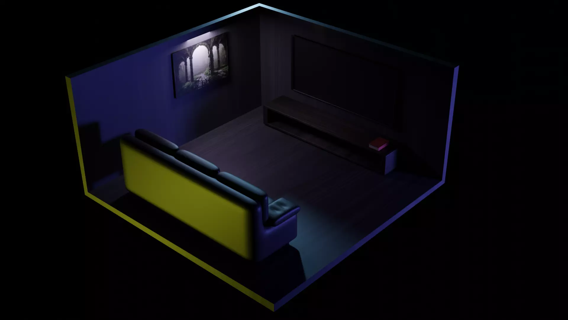 Modern and cozy room with lighting 3D model_0