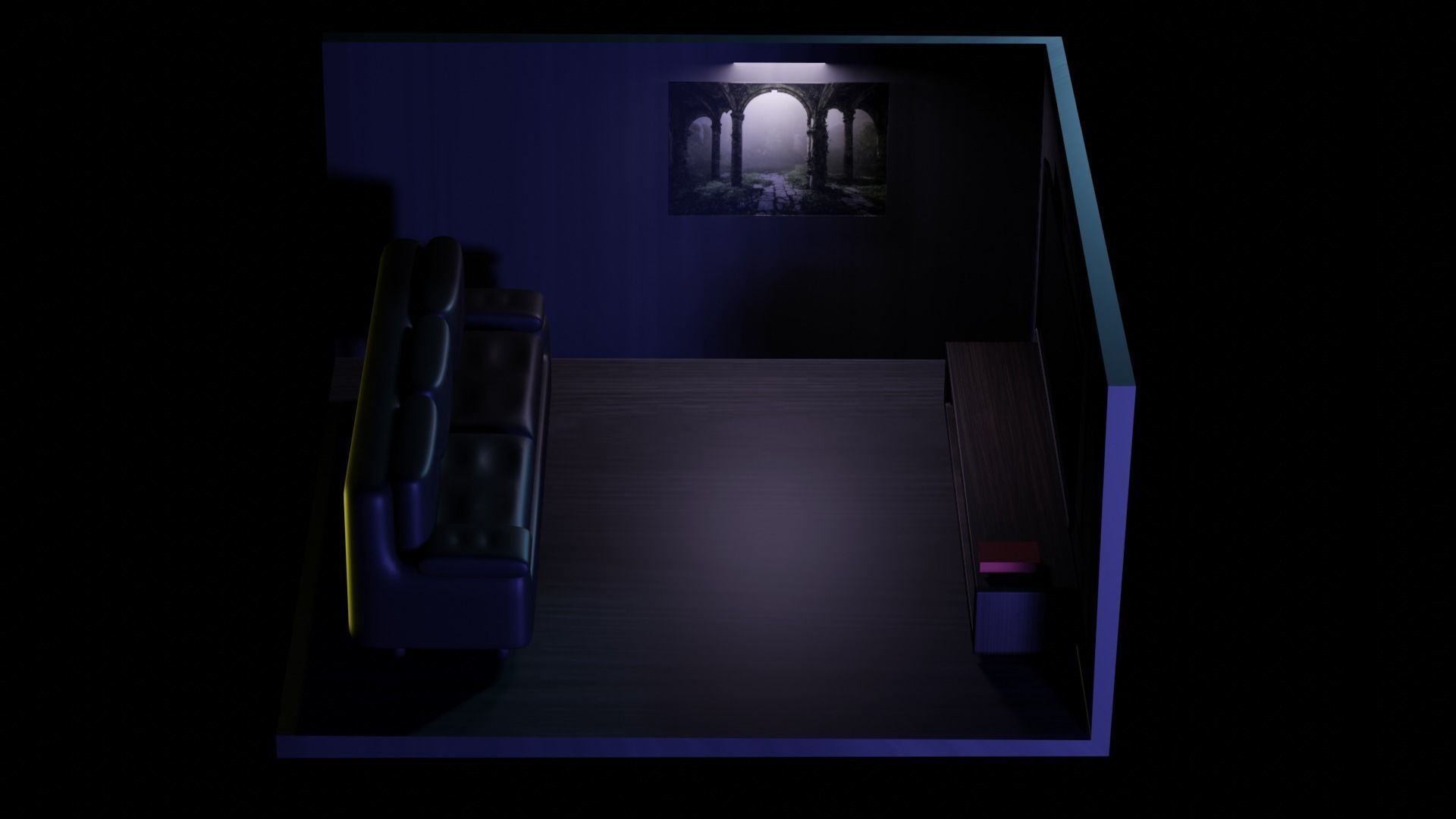 Modern and cozy room with lighting 3D model_2