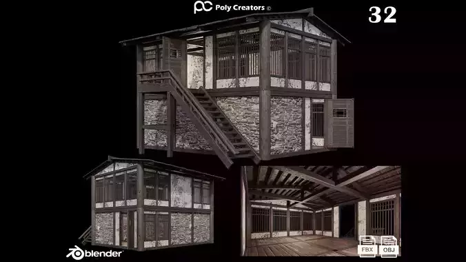 Medieval Houses 32- 4K Textures Game Ready