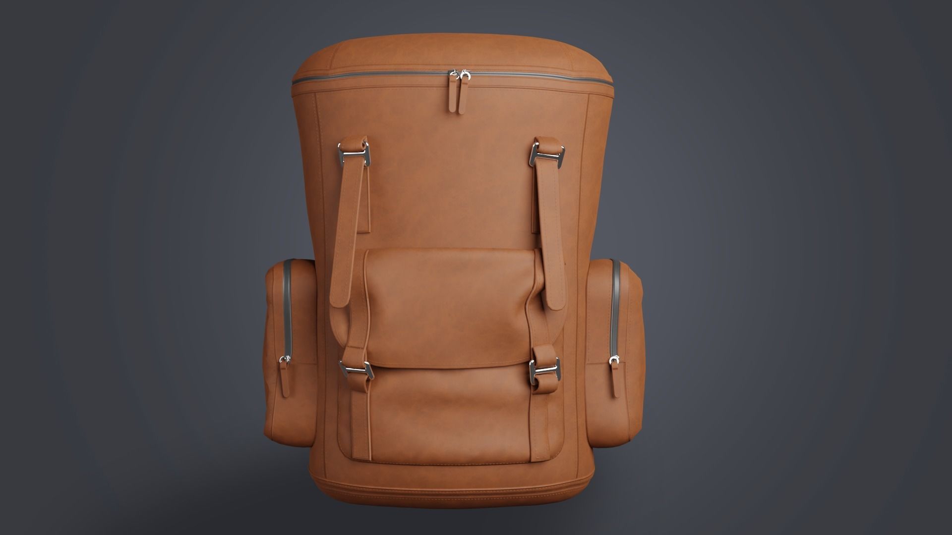 Leather backpack 3D model_1