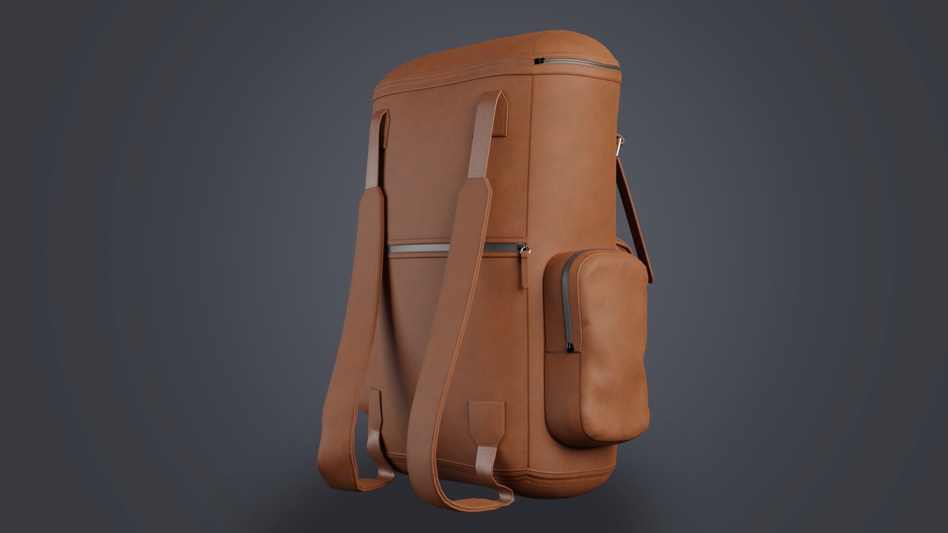 Leather backpack 3D model_3