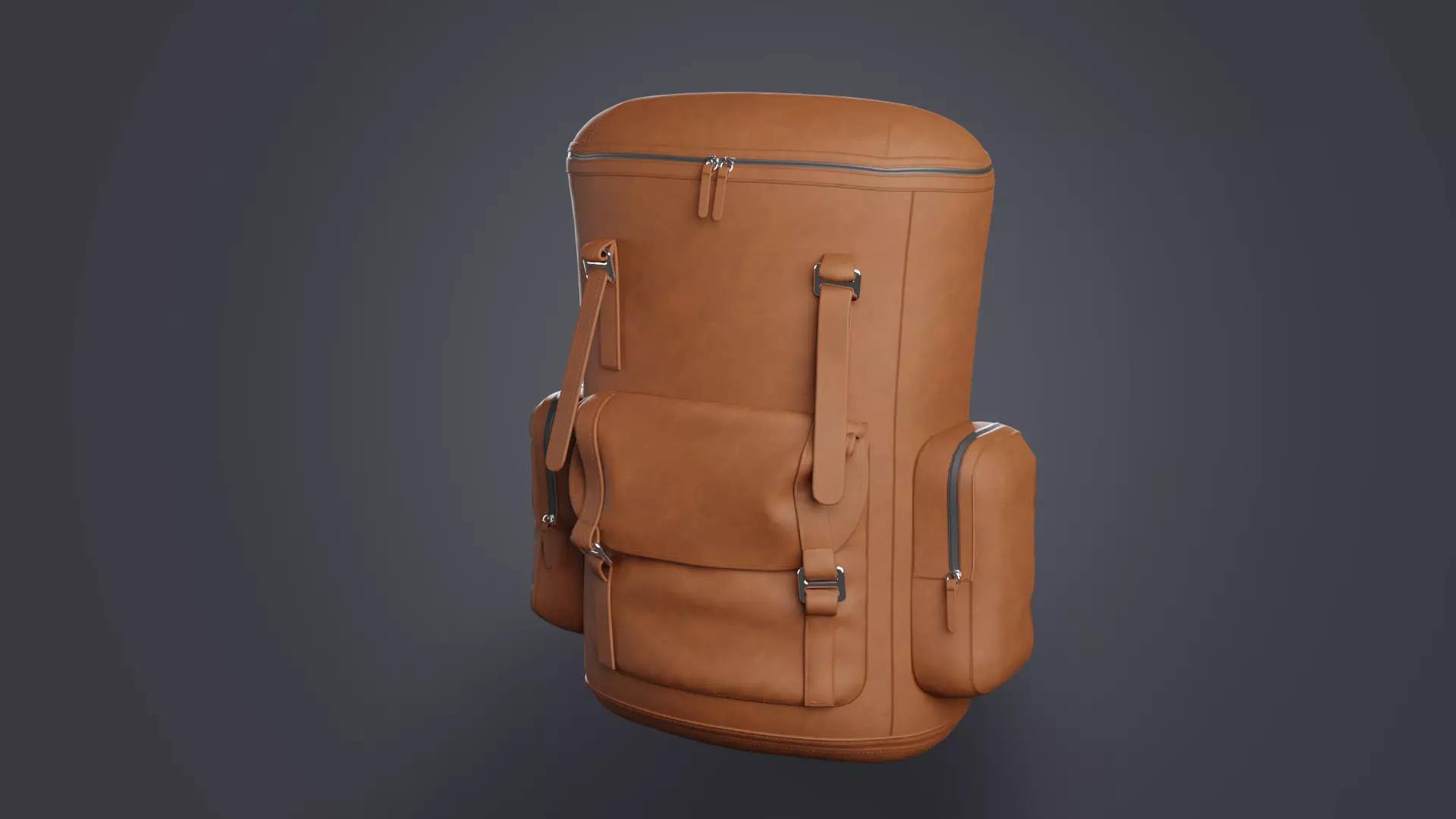 Leather backpack 3D model_0
