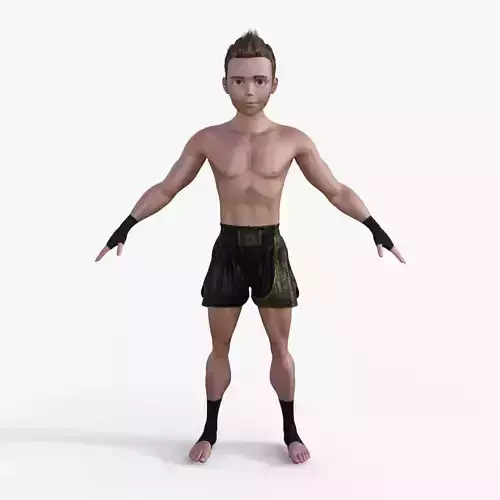 Cartoon Fighter Man Rigged 3D model