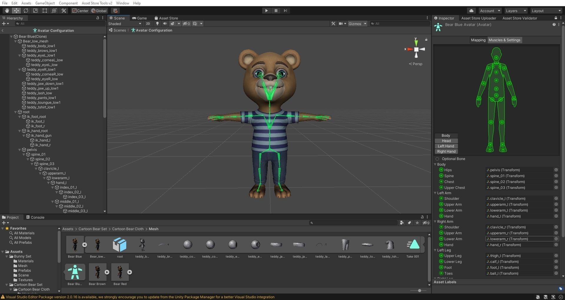 Cartoon Bear Cloth Low-poly 3D model_7