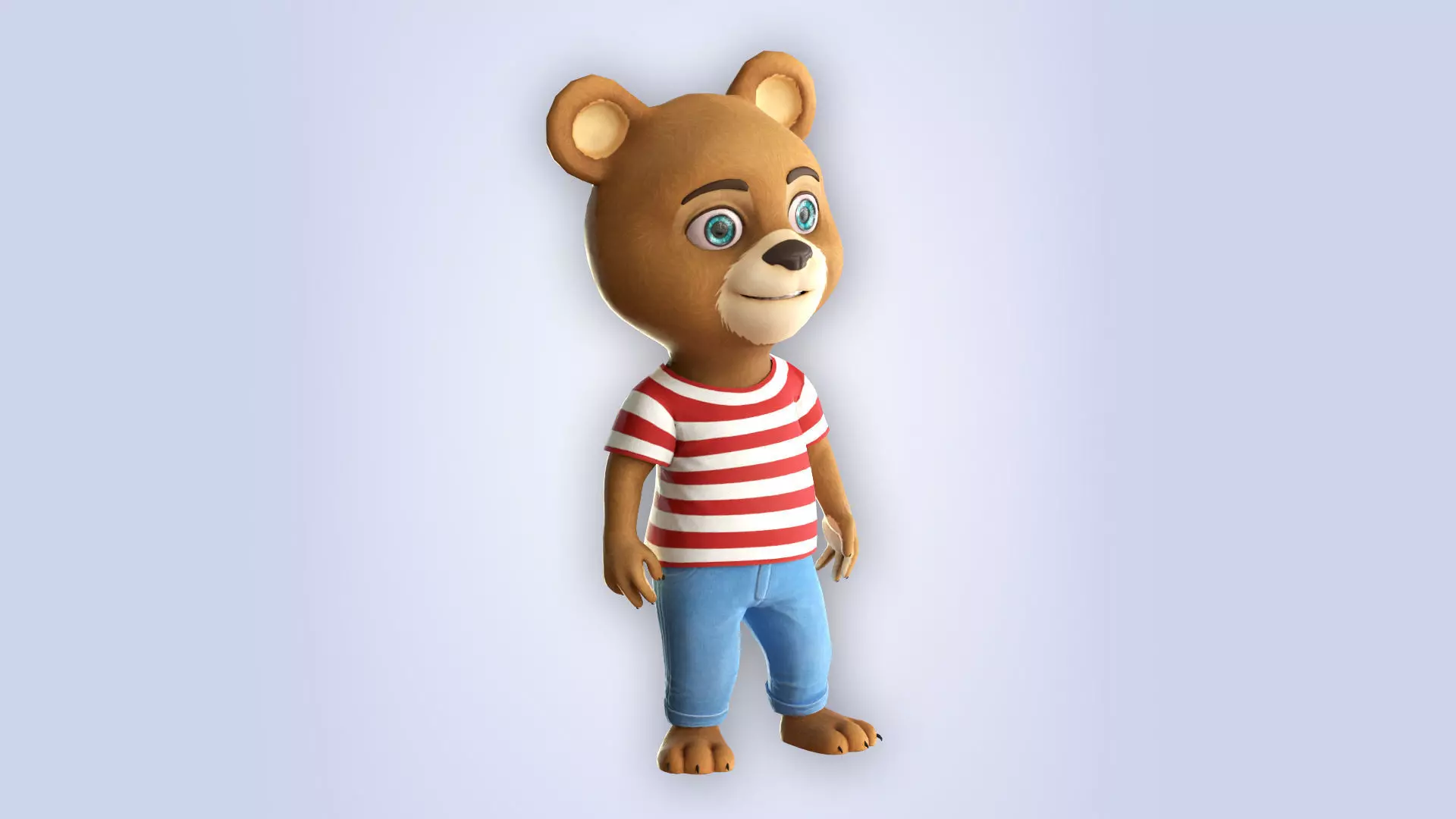 Cartoon Bear Cloth Low-poly 3D model_0