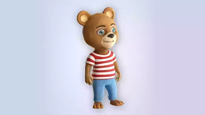 Cartoon Bear Cloth Low-poly 3D model