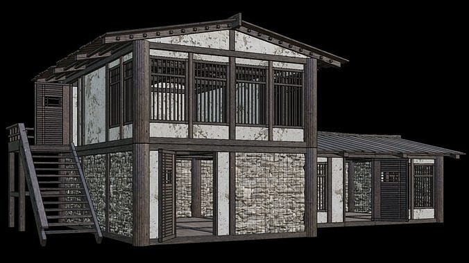 Medieval Houses 33- 4K Textures Game Ready Low-poly 3D model 6