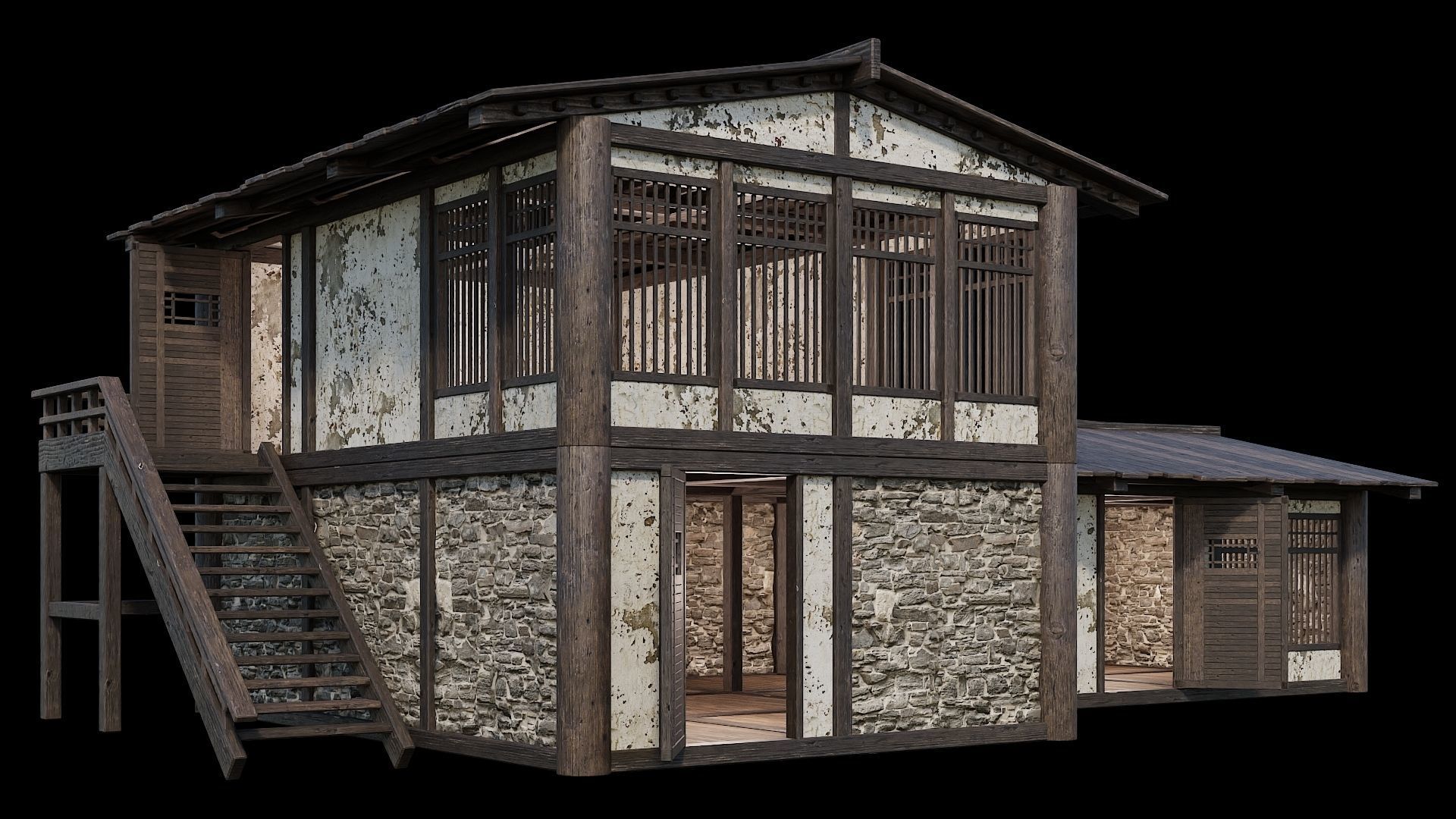 Medieval Houses 33- 4K Textures Game Ready Low-poly 3D model_1