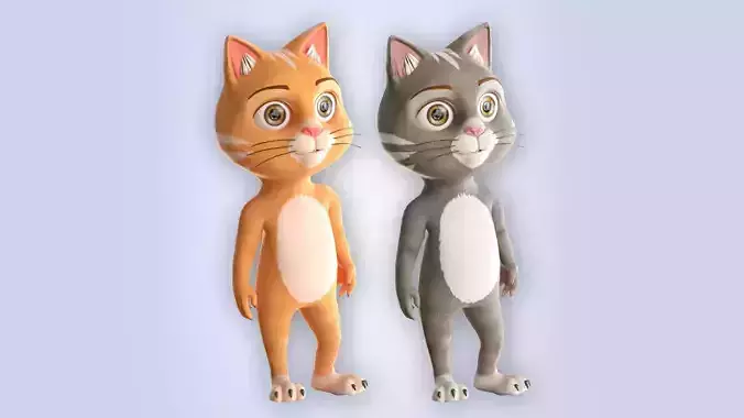 Cartoon Cat Nature Low-poly 3D model