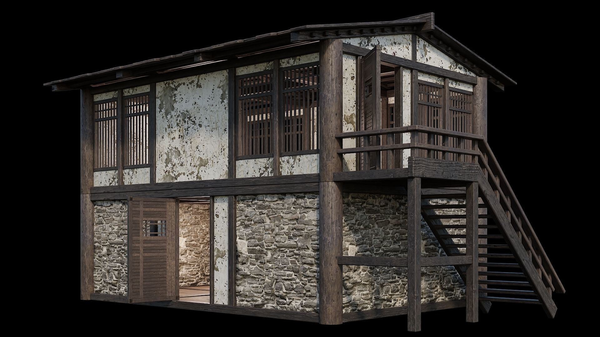 Medieval Houses 35- 4K Textures Game Ready Low-poly 3D model_1