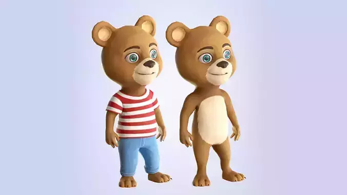Cartoon Bear Set 3D Model Collection