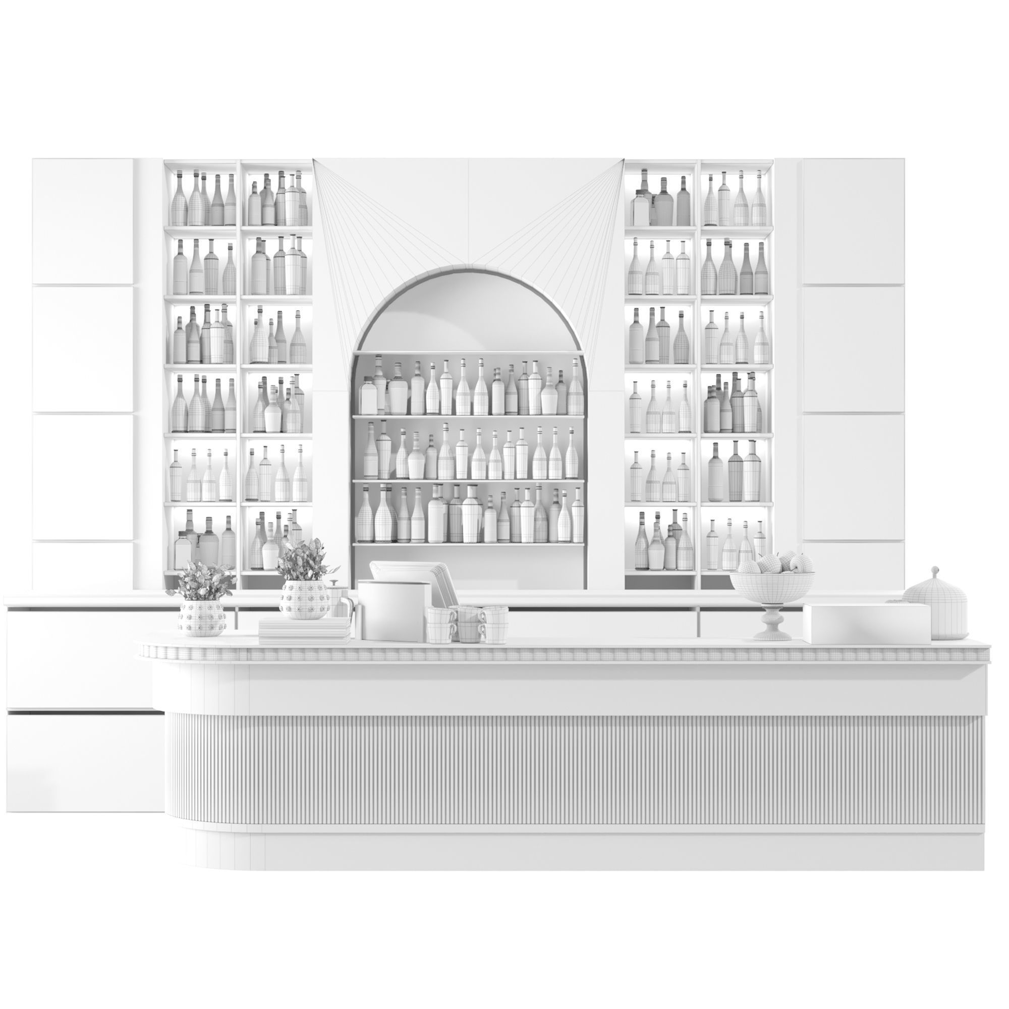 Restaurant design with bar counter 2 3D model_1