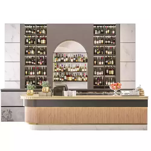 Restaurant design with bar counter 2 3D model