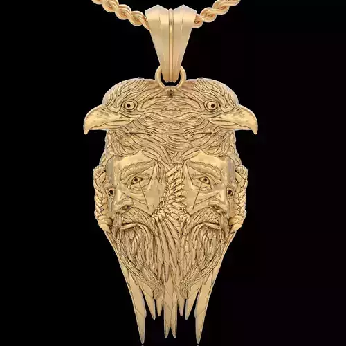 Eagle man pendant silver gold printable jewelry 3D model
