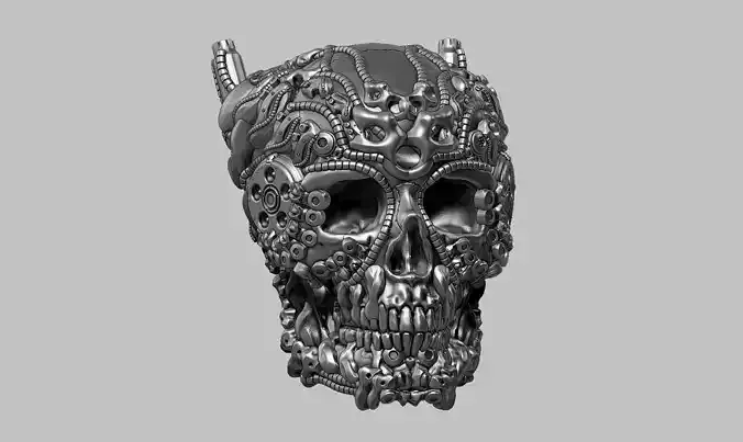 skull robot head a19 3d print model 3D print model