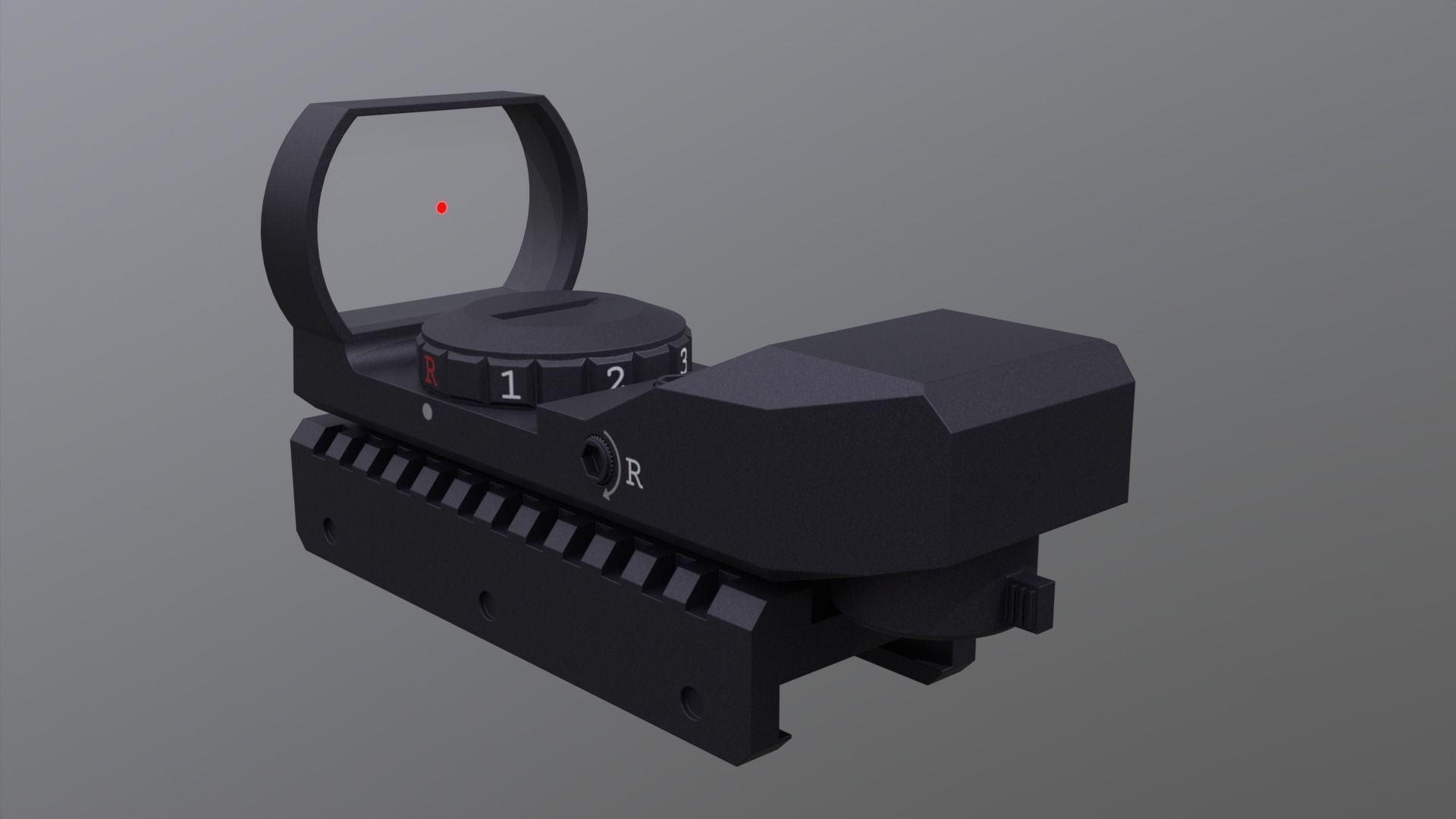 Red Dot Sight Low-poly 3D model_3