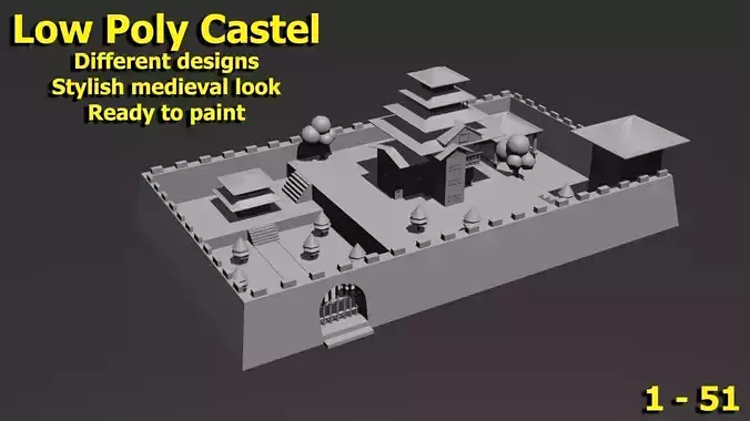 Low Poly Castle 1 building Low-poly 3D model