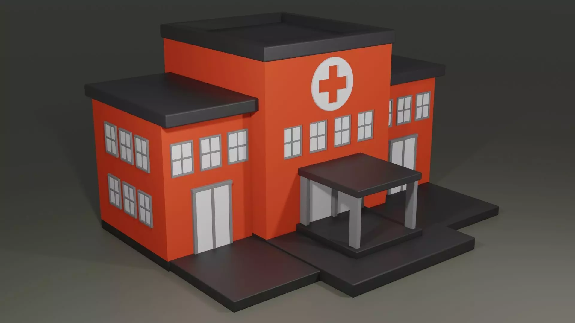Cartoon Hospital Building 3D model