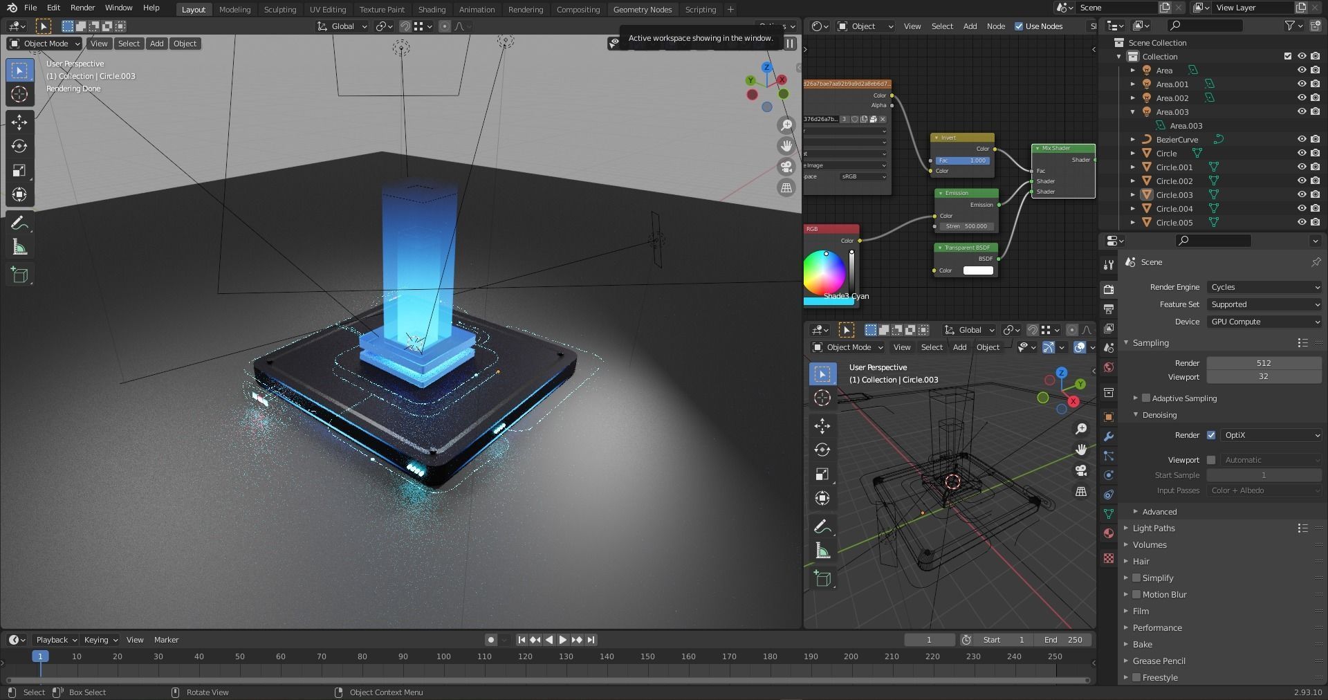 Isometric Tech with light path Low-poly 3D model_4