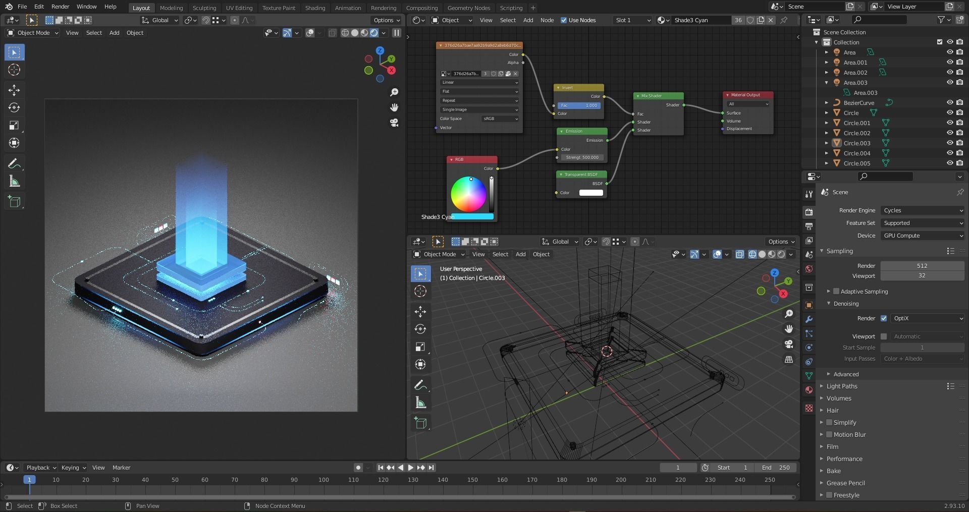 Isometric Tech with light path Low-poly 3D model_1